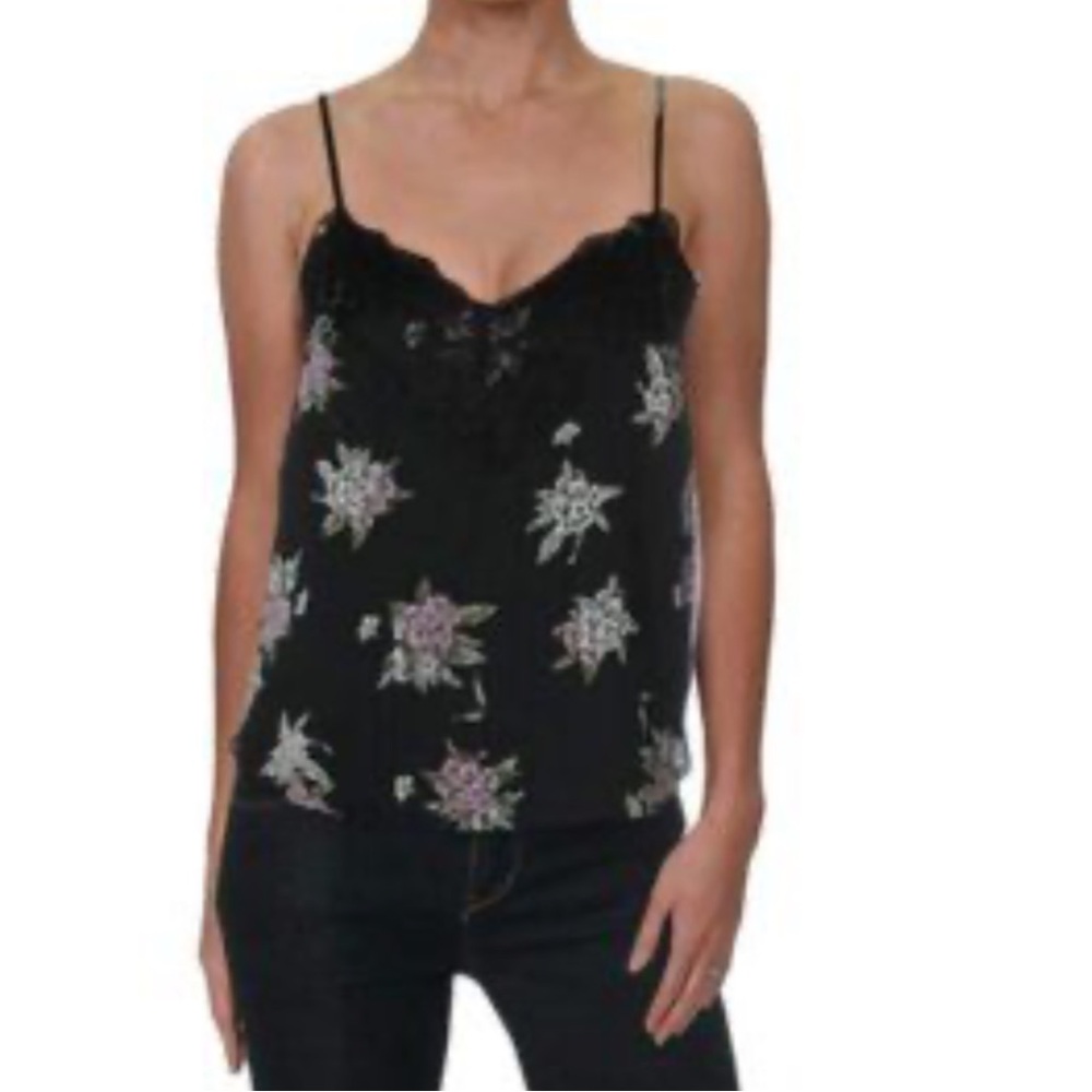 Heartloom Coquette Andra Floral Print Lace Trim Cami Sz S